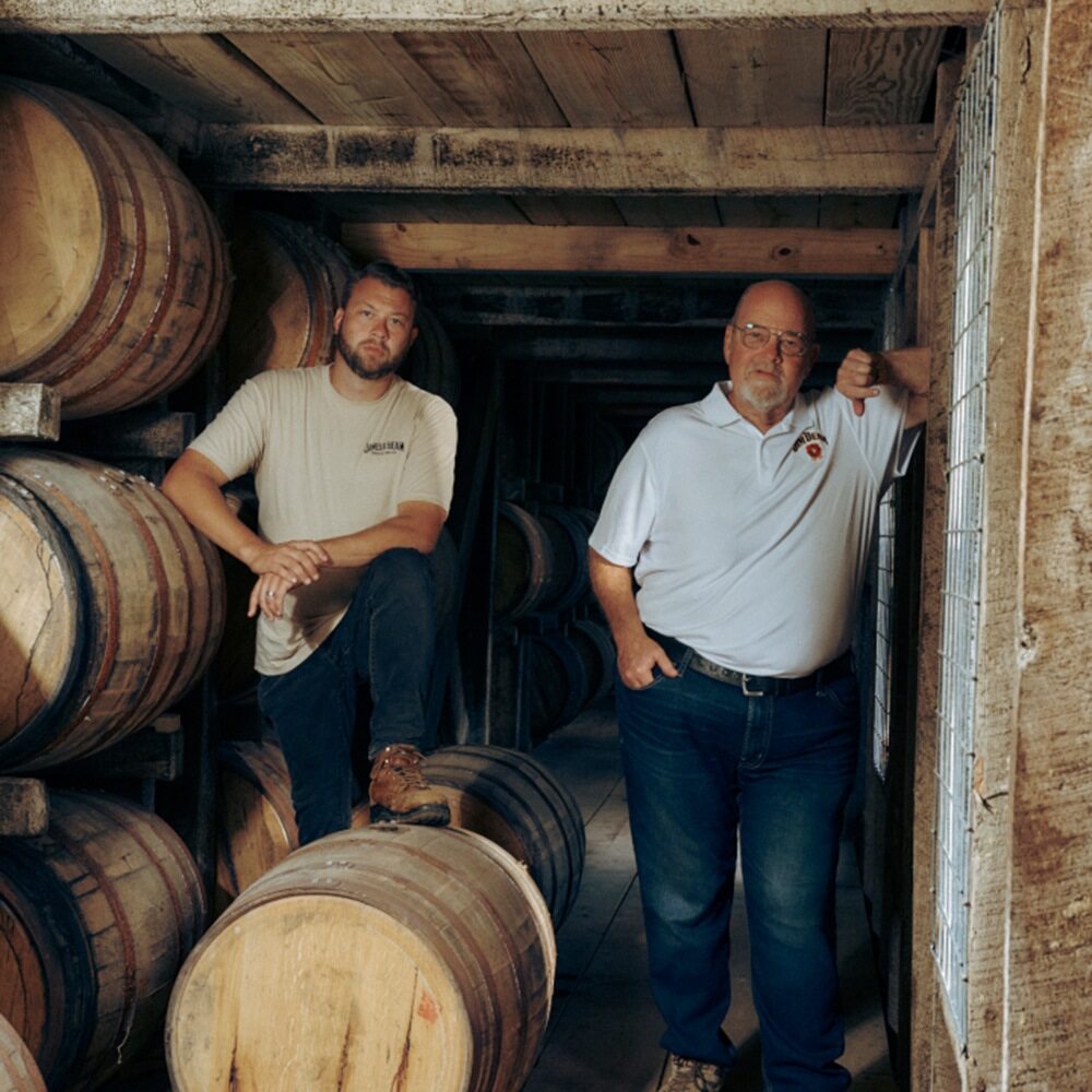 Distillery Team Members Warehouse Bourbon Barrels Aging Storage Jim Beam
