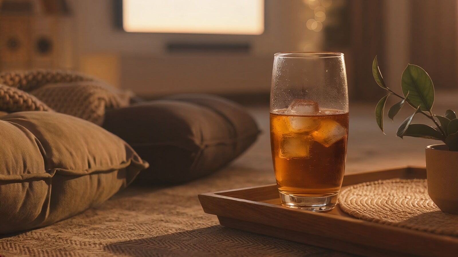 Cocktail ice cozy livingroom cushions lighting jim beam