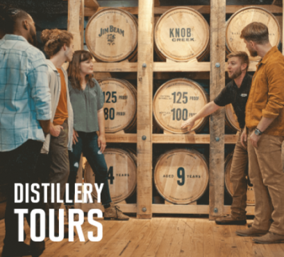 Distillery Tours -Group of barrels and people