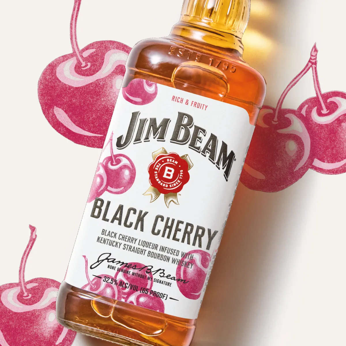 bottle of jim beam black cherry whiskey