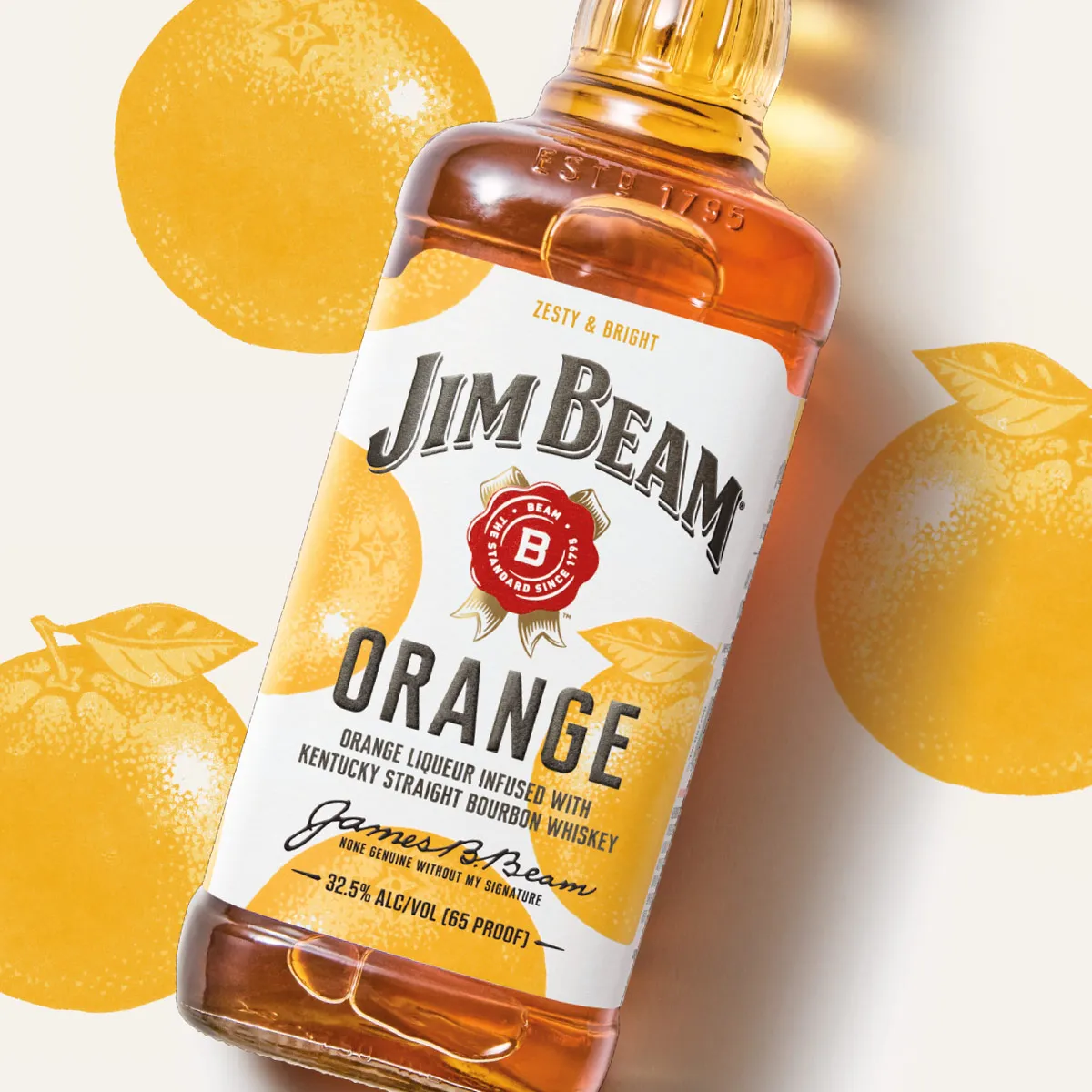 bottle of jim beam orange whiskey