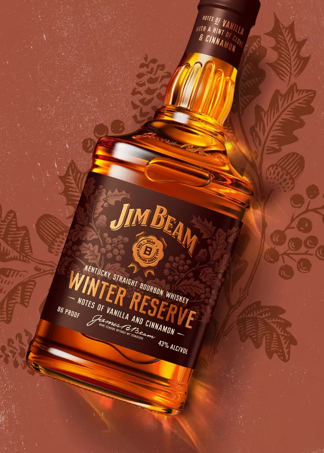 Jim Beam Bourbon Whiskey Winter Reserve bottle 