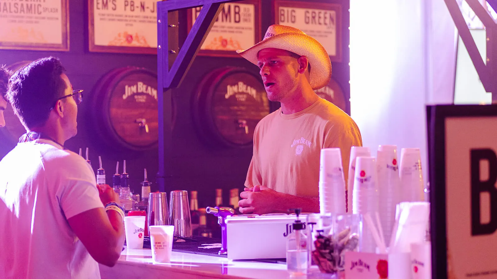  Jim Beam barman serving bourbon at Gulf Coast Jam 2024