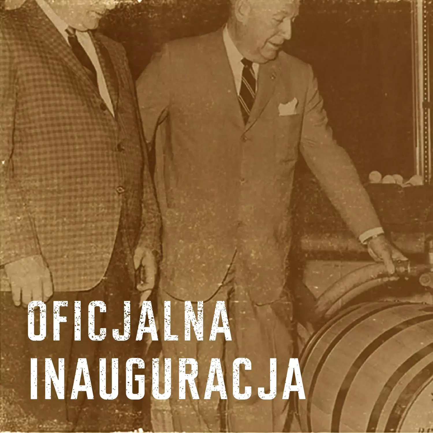 Two men filling Jim Beam Barrel