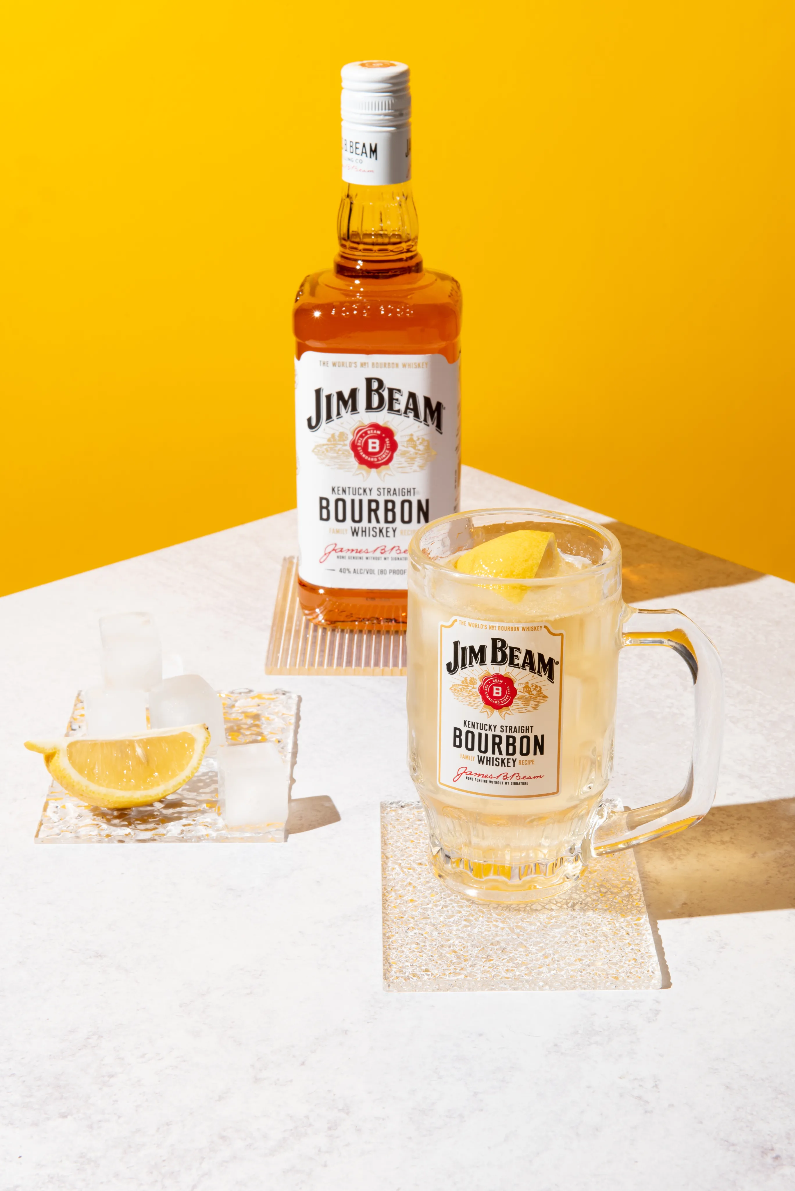 Jim Beam Bottle Glass Lemon Ice Bourbon Whiskey Japan
