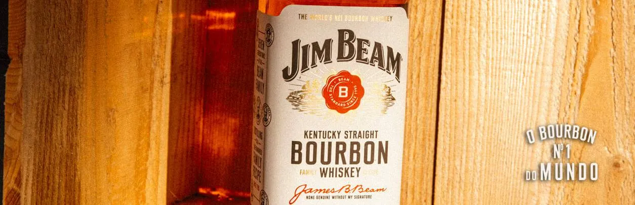 Bourbon Bottle Wooden Wall Portuguese Text Jim Beam