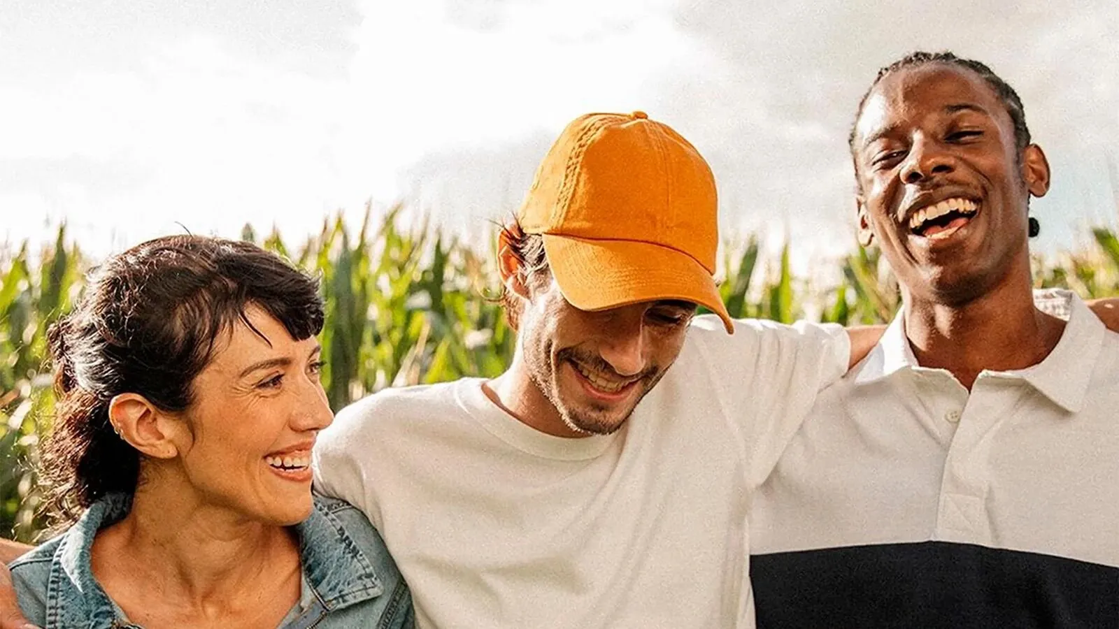 Friends Laughing Outdoor Field Corn Background Social Gathering Jim Beam