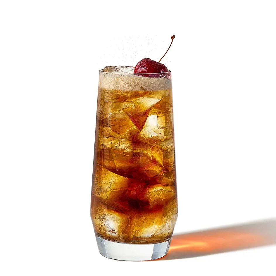 glass of wine with cherry top