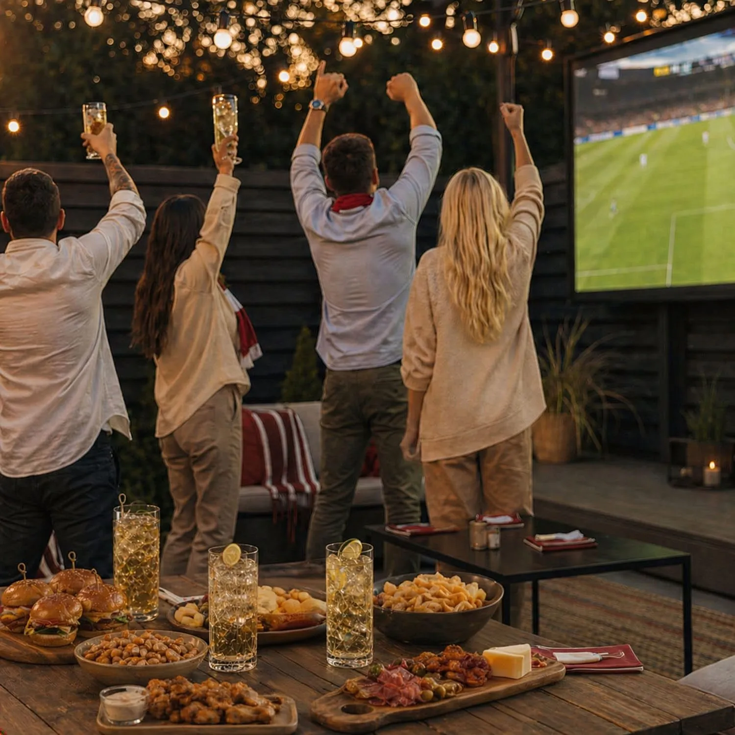 outdoor cheering sports cocktails snacks jim beam