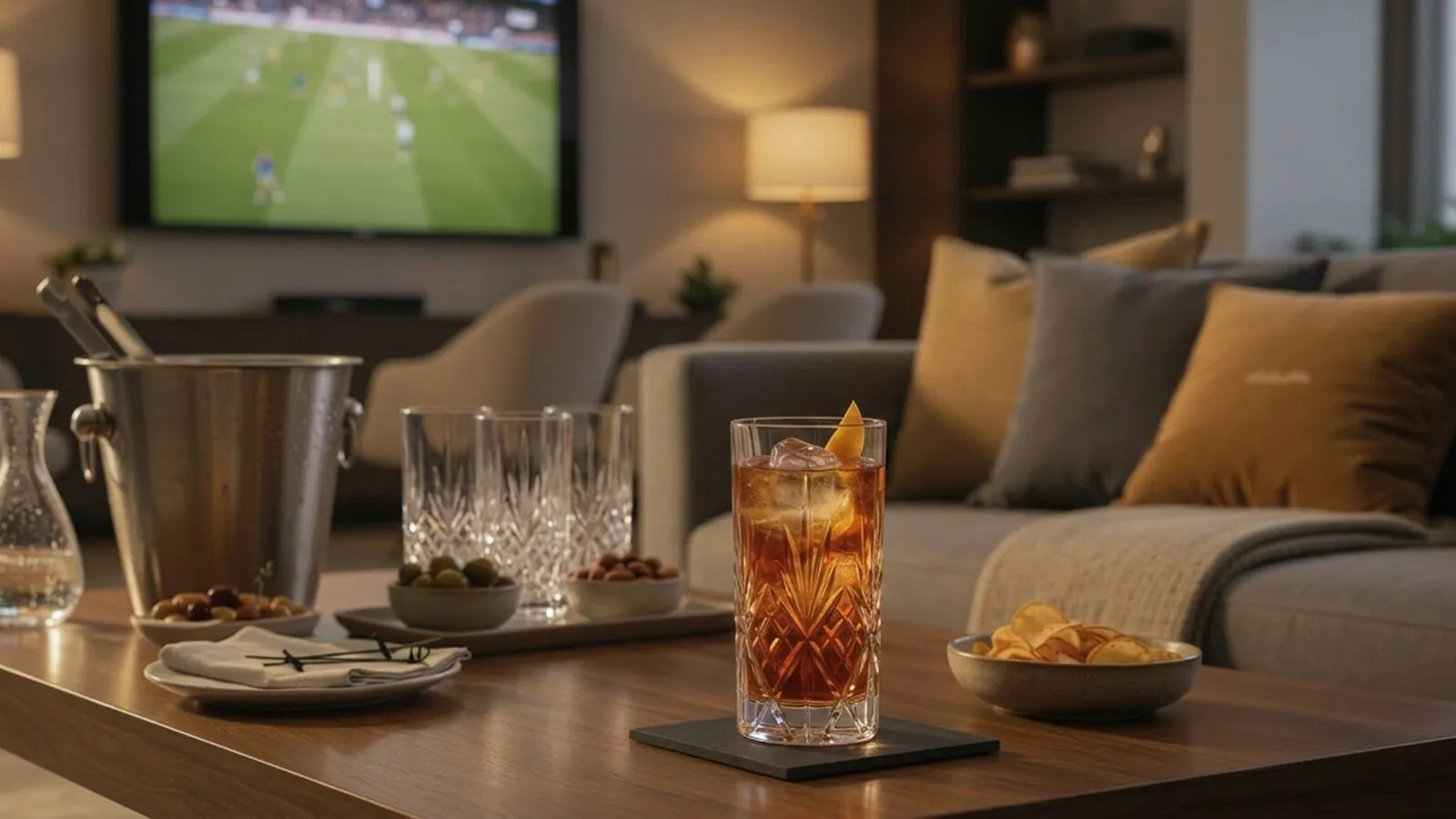 Whiskey cocktail home lounge soccer chips jim beam.